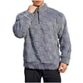 thumbnail image 1 of GuangCheng George Mens Sweatshirts Quilted Fleece Pullover Half Zip Sherpa Lining Textured Thermal Warm Comfort Casual Tshirts,Gray,S, 1 of 4