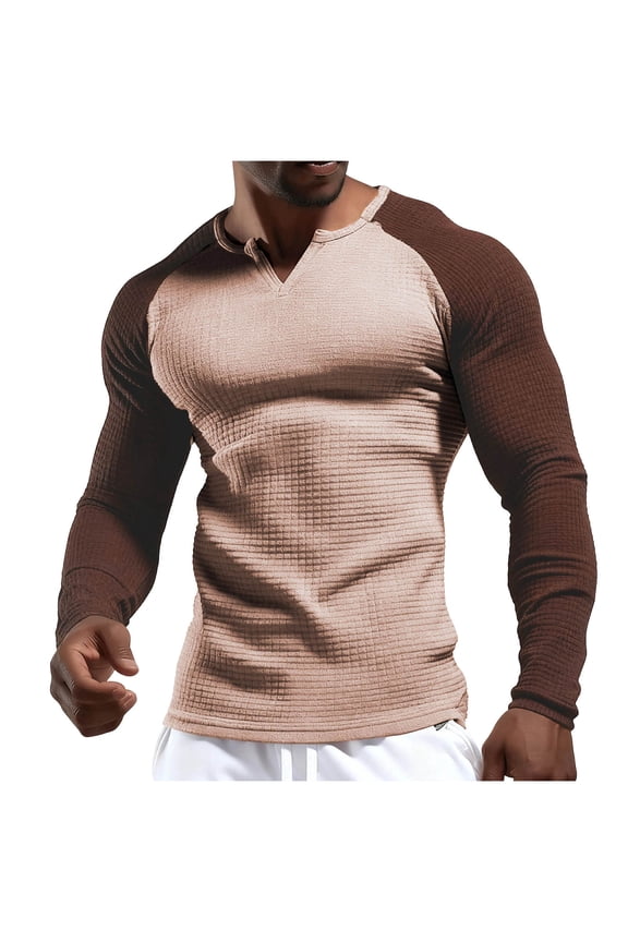 Mens T Shirts,Muscle Fit,Thermal,Long Sleeve,Raglan Sleeves,Quick Dry,Moisture Wicking,Athletic Tee Tops,Active Base Layer Compression Shirts,Khaki,Size XL