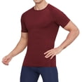 thumbnail image 1 of GuangCheng Mens T-Shirts,Solid Compression Sports,Quick-Dry, Breathable,Stretch,Muscle,Pullover,Athletic Fit Tops,Wine,Size XL, 1 of 5