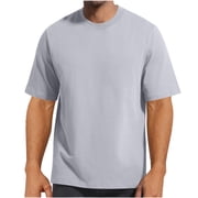 GuangCheng Mens Tees,Classic Crew Neck,Loose Fit,Soft,Breathable Comfortable Basic Tees T-Shirts,Gray,Size 3XL