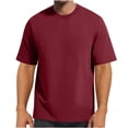 thumbnail image 1 of GuangCheng George Mens Tees,Classic Crew Neck,Loose Fit,Soft,Breathable Comfortable Basic Tees T-Shirts,Wine,Size S, 1 of 3
