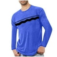 thumbnail image 1 of GuangCheng Mens Tees Printed Striped Long Sleeve T-Shirts,Classic Fit,Soft,Breathable,Pullover Tops,Blue,Size 4XL, 1 of 3