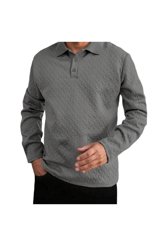 George Mens Textured Quilted Shirts Long Sleeve Button Placket Warm Casual Comfort Lapel Collared Blouses,Gray,2XL