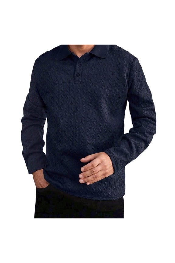 George Mens Textured Quilted Shirts Long Sleeve Button Placket Warm Casual Comfort Lapel Collared Blouses,Navy,2XL