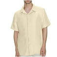 thumbnail image 1 of GuangCheng Mens Textured Short Sleeve Button Down Shirts,Regular Fit,Soft,Breathable,Lightweight,Comfortable,Casual Tees,Beige,Size S, 1 of 6