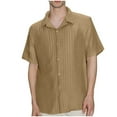 thumbnail image 1 of GuangCheng Mens Textured Short Sleeve Button Down Shirts,Regular Fit,Soft,Breathable,Lightweight,Comfortable,Casual Tees,Brown,Size XL, 1 of 6