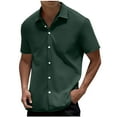 thumbnail image 1 of GuangCheng Mens Tops,Button Down,Short Sleeve Shirts,Classic Fit,Soft,Breathable Comfortable Casual Lapel Shirts,Army Green,Size M, 1 of 6