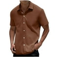 thumbnail image 1 of GuangCheng Mens Tops,Button Down,Short Sleeve Shirts,Classic Fit,Soft,Breathable Comfortable Casual Lapel Shirts,Coffee,Size S, 1 of 6