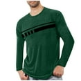 thumbnail image 1 of GuangCheng Mens Tops Printed Striped Long Sleeve T-Shirts,Classic Fit,Soft,Breathable,Pullover Tees,Army Green,Size M, 1 of 3