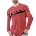 thumbnail image 1 of GuangCheng Mens Tops Printed Striped Long Sleeve T-Shirts,Classic Fit,Soft,Breathable,Pullover Tees,Red,Size 3XL, 1 of 3