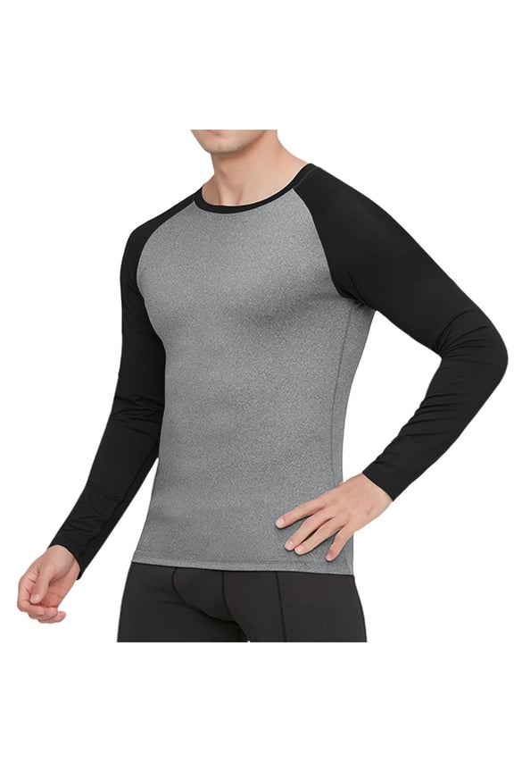 Mens Tops,Raglan Sleeve,Compression,Base,Layer,Long Sleeve,Athletic Top,Quick Dry,Sport Tight Fit Shirts,Dark Gray,Size 2XL