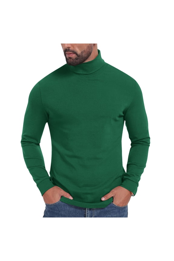 Mens Turtleneck Long Sleeve Sweaters,Slim Fit,Soft,Warm,Comfortable,Stretch,Pullover,Tops,Army Green,Size S