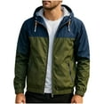 thumbnail image 1 of GuangCheng Mens Two Tone Hooded Windbreaker Jackets,Water Resistant,Casual Outerwear Coats with Zippered Pockets,Army Green,L, 1 of 4