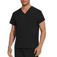 thumbnail image 1 of GuangCheng Mens V-Neck Scrub Tops with Two Pockets,Short Sleeve,Soft,Breathable,Comfortable,Tshirts,Black,Size S, 1 of 9