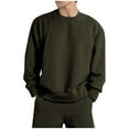 thumbnail image 1 of GuangCheng Mens Waffle Knit Crew Neck Sweatshirts,Baggy,Pullover,Soft,Breathable,Comfortable Loungewear Tops,Army Green,Size M, 1 of 6