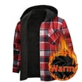 thumbnail image 1 of GuangCheng Mens Warm Plaid Hooded Flannel Shirts,Fleece Lined,Winter Jacket,Casual,Outerwear with Pockets,Red,3XL, 1 of 2