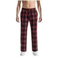 thumbnail image 1 of GuangCheng George Plaid Pajamas Pants for Men Elastic Waist Straight Leg Sleepwear Pants,Size:2XL, 1 of 6