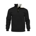 thumbnail image 1 of GuangCheng George Plush Sherpa Lined Sweatshirts for Men Half Zip Pullover Coll Kangaroo Pocket Warm Comfort Casual Tops,Black,2XL, 1 of 6