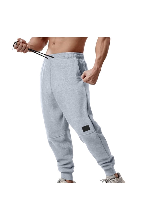 George Sweatpants for Men,Baggy,Pull On,Elastic Drawstring Waist,Side Pocket,Patch,Casual Jogger Pants,Gray,Size S
