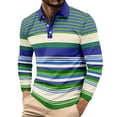 thumbnail image 1 of GuangCheng George Tops for Men Striped Long Sleeve Shirts,Classic Fit,Soft,Breathable,Comfortable,Classic Collar,Button Placket,Pullover Tees,Blue,Size L, 1 of 7