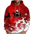 thumbnail image 1 of GuangCheng Hooded,Chirstmas,Sweatshirts for Men,Deer Printed,Drawstring,Drop Shoulder,Thick Warm Coats,Pullover Hoodies, 1 of 5