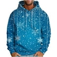 thumbnail image 1 of GuangCheng Hooded,Chirstmas,Sweatshirts for Men,Snowflake Printed,Drawstring,Drop Shoulder,Thick Warm Coats,Pullover Hoodies, 1 of 5