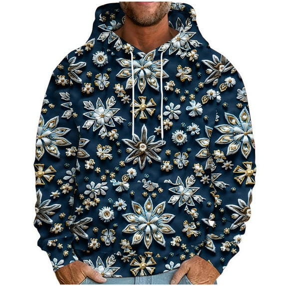 GuangCheng Hooded,Sweatshirts for Men,Drawstring,Chirstmas Printed,Drop Shoulder,Long Sleeve,Pullover,Outfits Hoodies
