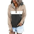 thumbnail image 1 of GuangCheng Hoodie for Women Color Block Drawstring Button Down Tops Casual Long Sleeve Oversize Pullover Sweatshirts, 1 of 5