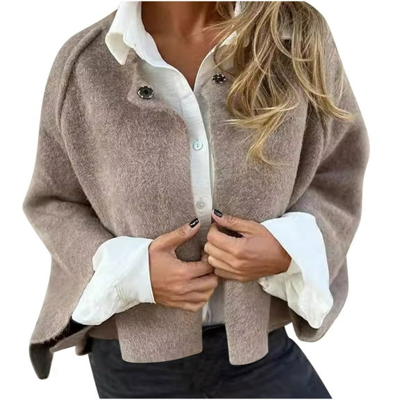 GuangCheng Jackets for Women Fashion Solid Color Cardigan Loose Long Sleeve Open Front Coat Large Size Sweaters