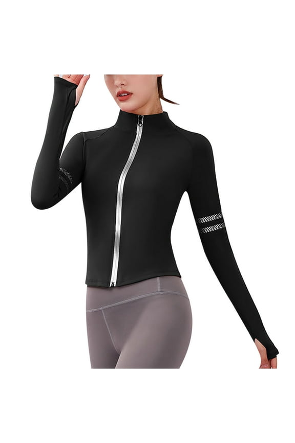 Jackets for Women Outdoor Running Exercise Zipper Quick Dry Cardigan Stand Collar Long Sleeve Jacket Yoga Jackets