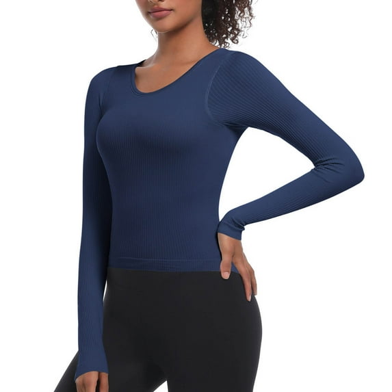 GuangCheng Kintted Yoga Tops for Women Long Sleeve V-Neck Slim Fit Warm Fall Casual Blouses Shirts