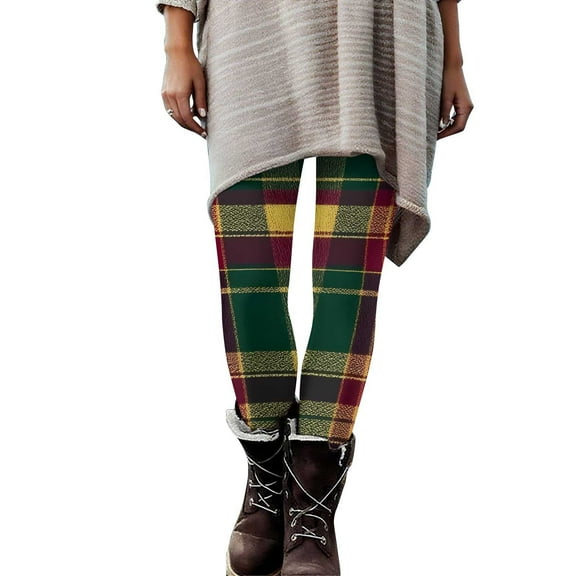 GuangCheng Leggings for Women Christmas Print Soft Comfy High Elastic Waisted Full Length Printed Yoga Pants Tight Workout Trousers