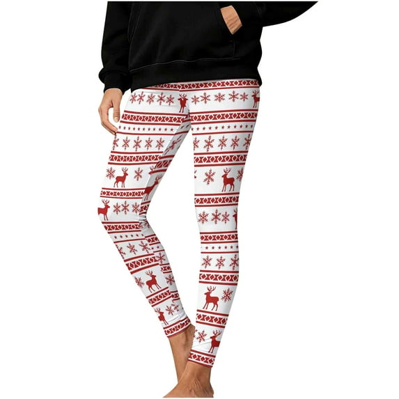 GuangCheng Leggings for Women Christmas Soft Comfy High Elastic Waisted Full Length Printed Yoga Pants Tight Workout Trousers