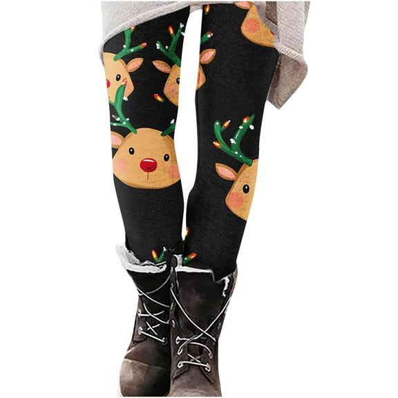 GuangCheng Leggings for Women Christmas Soft Comfy High Elastic Waisted Full Length Printed Yoga Pants Tight Workout Trousers