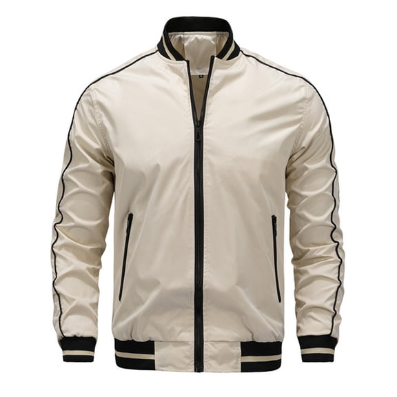 GuangCheng Men's Lightweight Jackets Full Zippered Windbreaker Color Block Slim Fit Active Coats