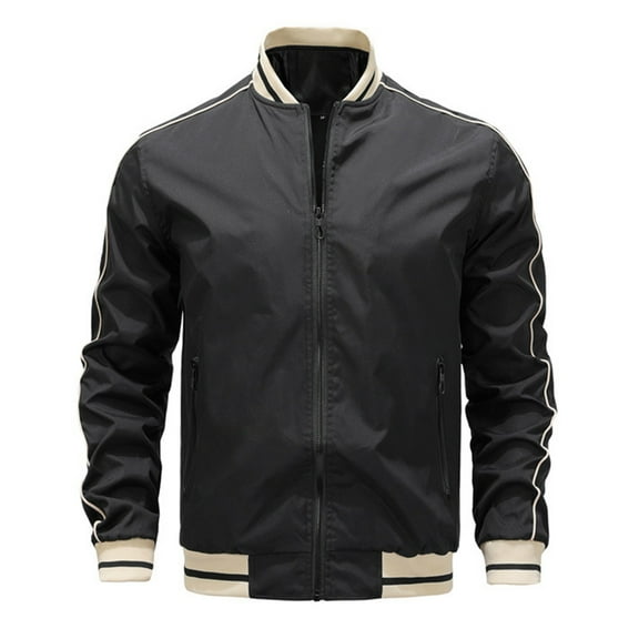 GuangCheng Men's Lightweight Jackets Full Zippered Windbreaker Color Block Slim Fit Active Coats