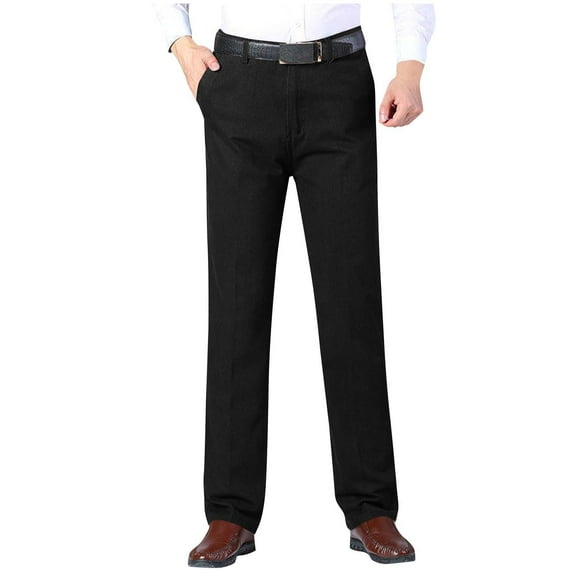 GuangCheng Men's Pleated Front Dress Pants Regualr Fit High Waist Straight Leg Business Work Suit Pant