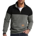 thumbnail image 1 of GuangCheng Men's Quarter Zip Pullover Sweatshirts Quilted Color Block Pullover Long Sleeve Stand Collar Tops, 1 of 6