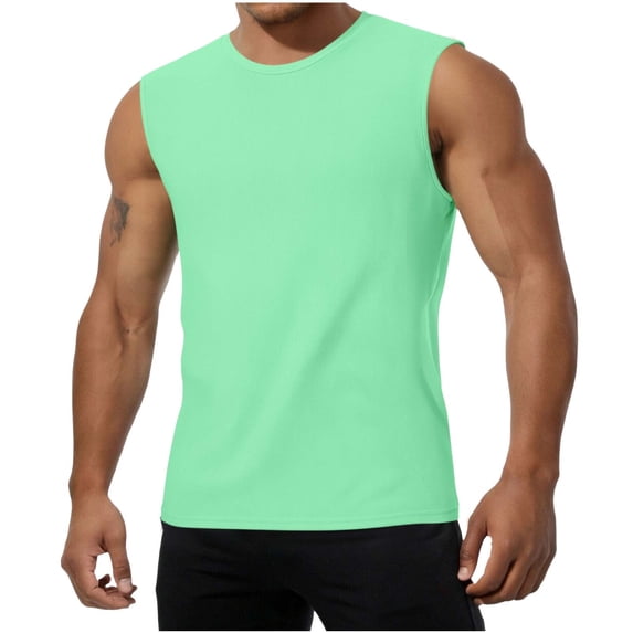 GuangCheng Men's Quick Dry Tank Tops Summer Sleeveless Shirts Athletic Gym Workout Muscle Shirts for Men,Mint Green,Size 4XL