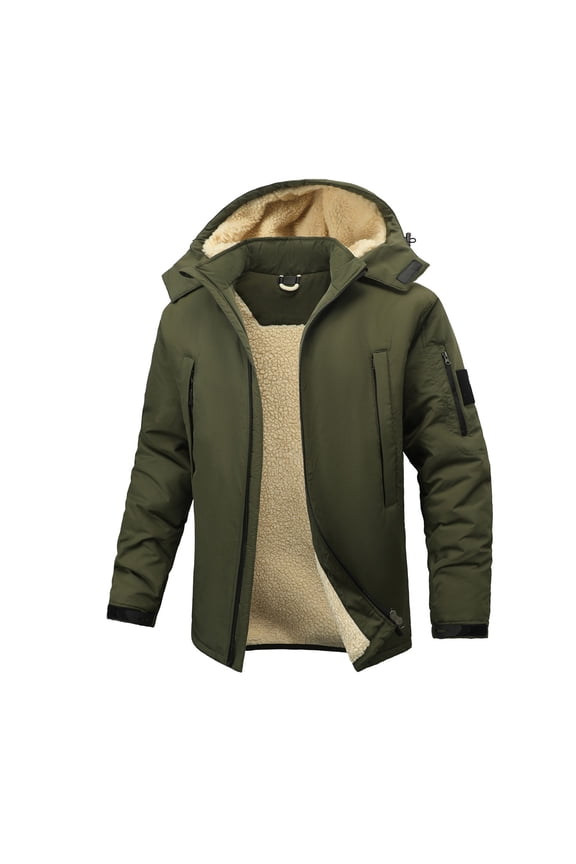 Men's Ski Jacket Zip Up Fleece Thick Winter Warm Snow Coat Waterproof Windbreaker Hooded Snowboarding Jackets