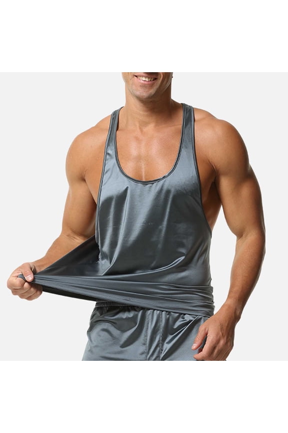 Men's Tank Tops Quick Dry Y-Back Workout Muscle Tee Athletic Workout Fitness Stringer Vest T-Shirts for Gym,Gray,Size M