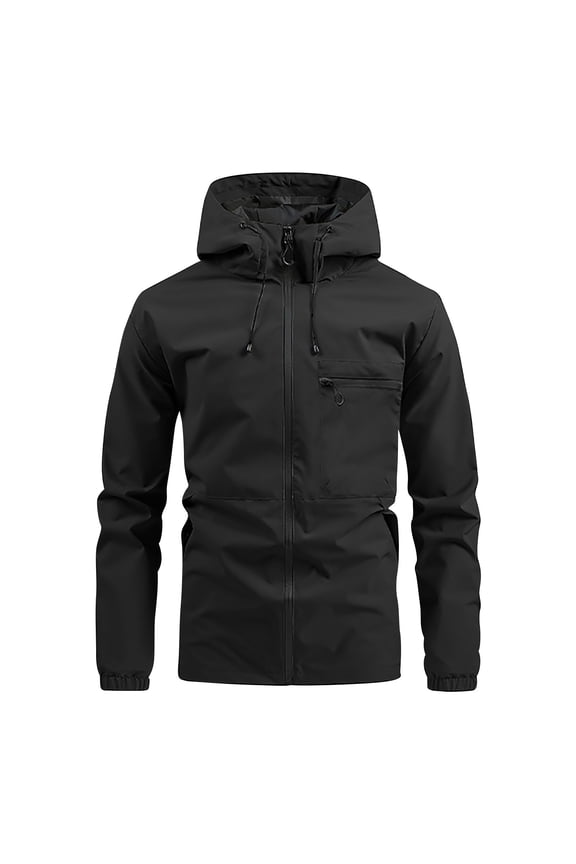 Men's Zip Up Drawstring Hooded Jackets Casual Long Sleeve Outerwear Coats with Pocket