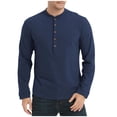 thumbnail image 1 of GuangCheng Mens Blouses Casual Button Collar Basic Long Sleeve Business Henley T-Shirts, 1 of 6