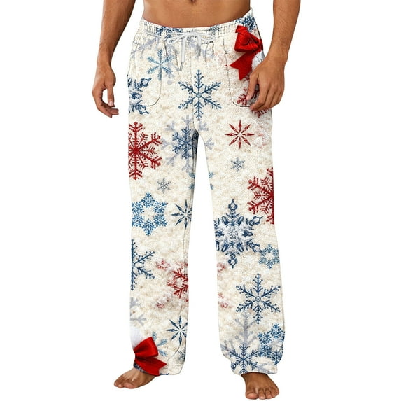 GuangCheng Mens Christmas Pajamas,Flannel Sleepwear Baggy Drawstring Soft Bottoms Sleep Lounge Long Pants with Pockets