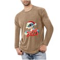 thumbnail image 1 of GuangCheng Mens Christmas Shirts Round Neck,Long Sleeve Tops,Printed,Pullover,Baggy,Bottom,Tees,Comfy Loose Piece,Khaki,Size 2XL, 1 of 3