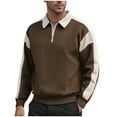 thumbnail image 1 of GuangCheng Mens Color Blocked Shirts Long Sleeve Pullover Thick Sweatshirts Button Lapel Collar Tops, 1 of 5