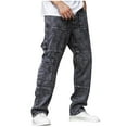 thumbnail image 1 of GuangCheng Mens Drawstring Straight Leg Regular Fit Jeans Skinny Denim Light Wash Pants, 1 of 5