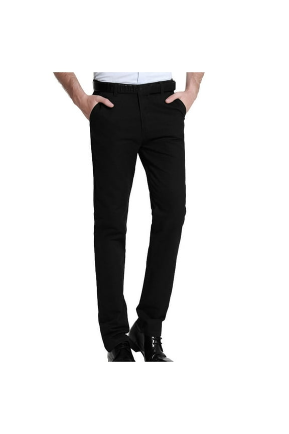 Mens Dress Pants Formal Slim Fit Tuxedo Expandable Waist Flat Front Business Work Classic Suit Pants