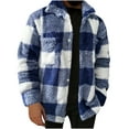 thumbnail image 1 of GuangCheng Mens Fleece Fuzzy Shirts Plaid Button Down Blouses Sherpa Jackets Long Sleeve Thick Stand Collar Coats with Zipper Pockets, 1 of 6