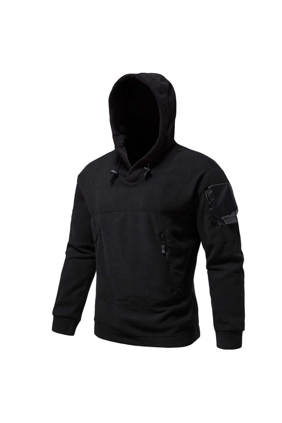 Mens Fleece Jackets Long Sleeve Drawstring Tactical Hoodies Windproof Warm Hunting Coats